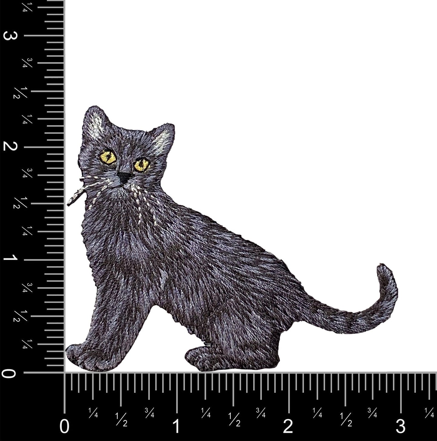 Black Cat, Realistic, Full Body, Pets, Kitten, Embroidered, Iron on Patch