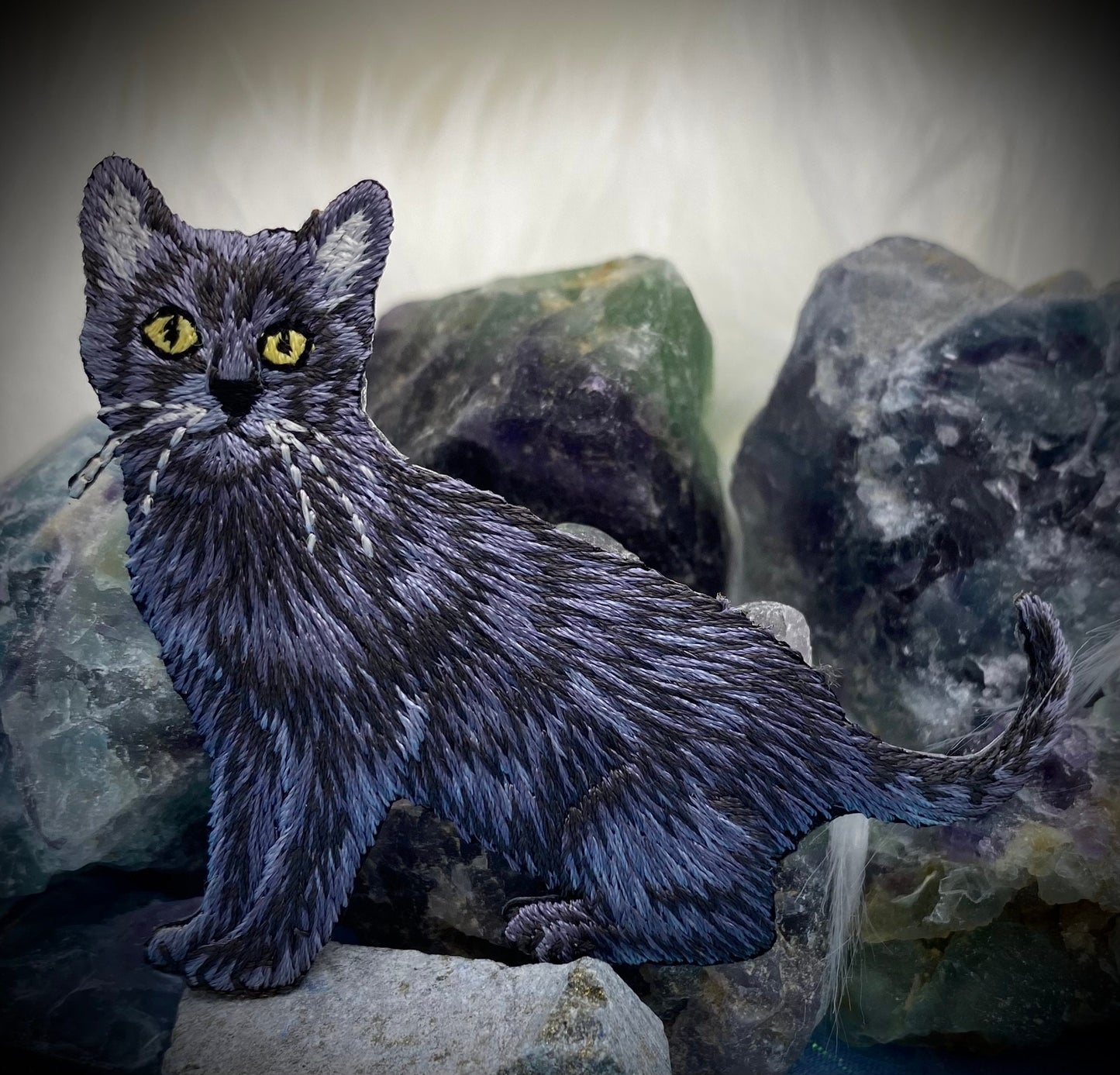 Black Cat, Realistic, Full Body, Pets, Kitten, Embroidered, Iron on Patch