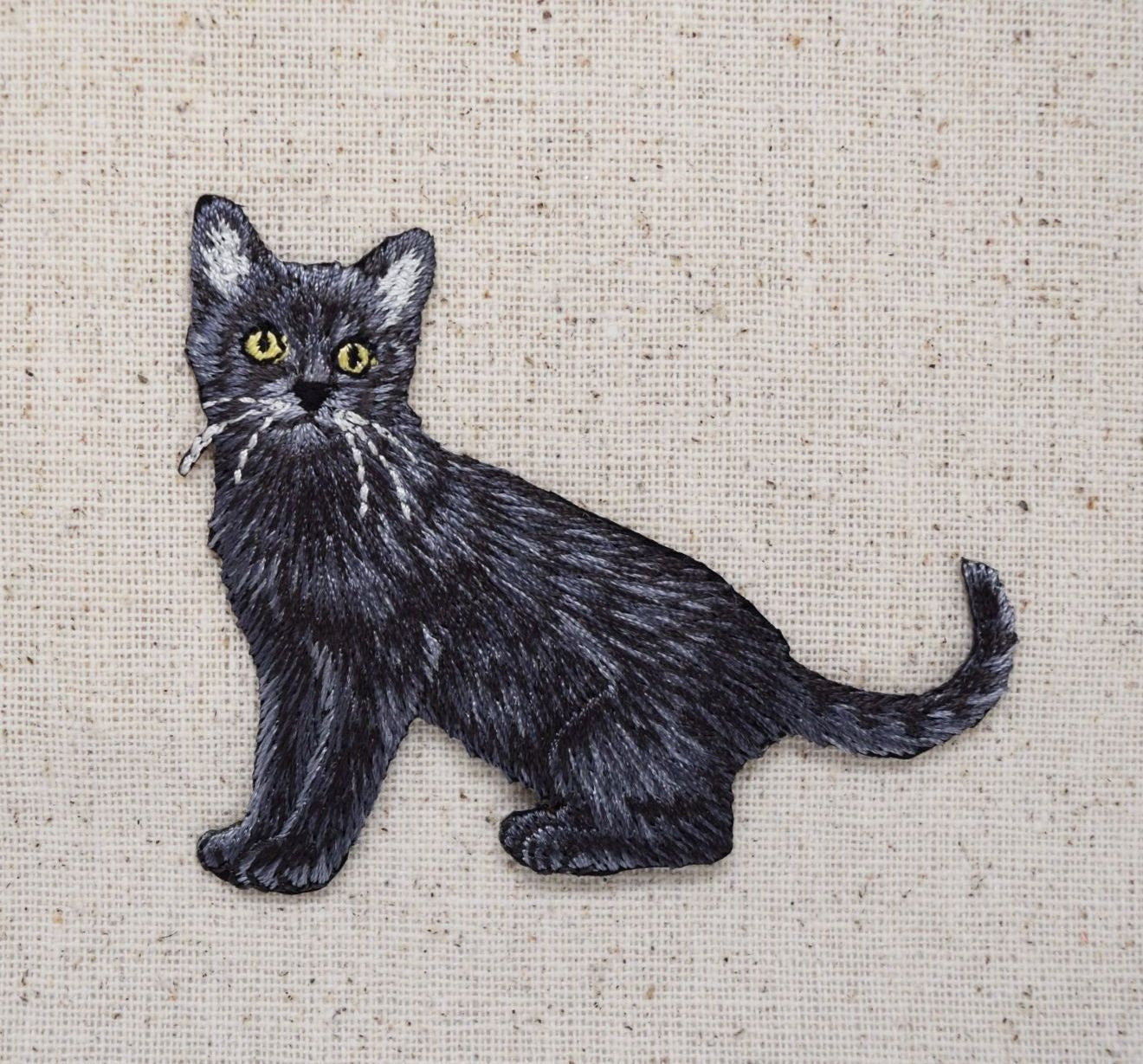 Black Cat, Realistic, Full Body, Pets, Kitten, Embroidered, Iron on Patch