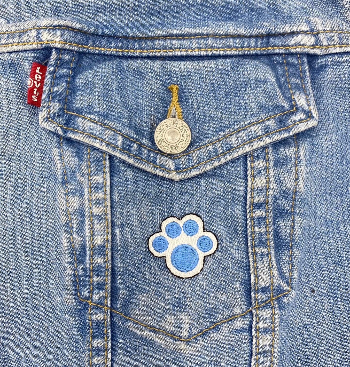 Blue and White Paw Print, Pets, Animals, Dog, Embroidered, Iron on Patch