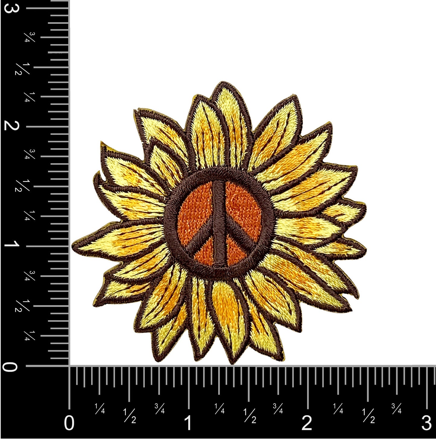 Sunflower Peace Sign - Embroidered Iron on Patch