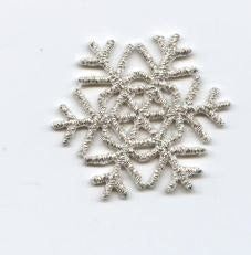 Small - Snowflake - White or Silver - Iron on Applique - Embroidered Patch - 695708