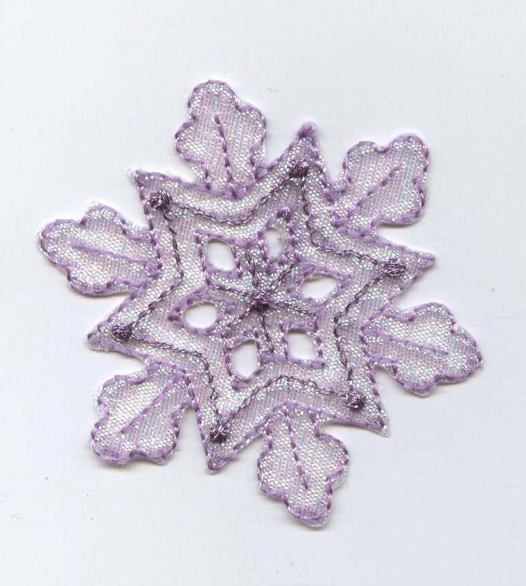Snowflake - Iridescent Shimmery - Color Choice - Iron-on Applique Patch - Embroidered - 693777