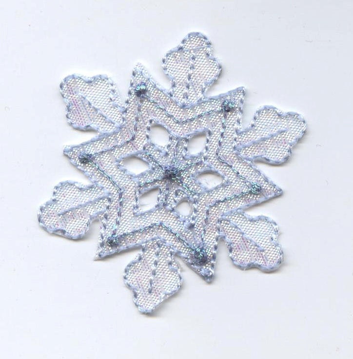 Snowflake - Iridescent Shimmery - Color Choice - Iron-on Applique Patch - Embroidered - 693765