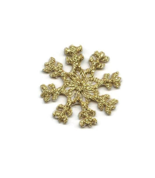 Small - Gold - Snowflake - Iron on Applique - Embroidered Patch - 21479