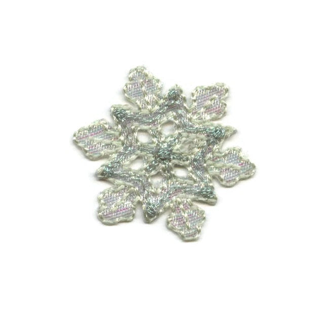Small - Snowflake - Iridescent Shimmery - Color choice - Iron-on Applique Patch - Embroidered - 693912