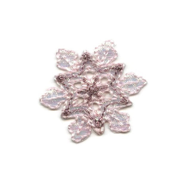 Small - Snowflake - Iridescent Shimmery - Color choice - Iron-on Applique Patch - Embroidered - 693912