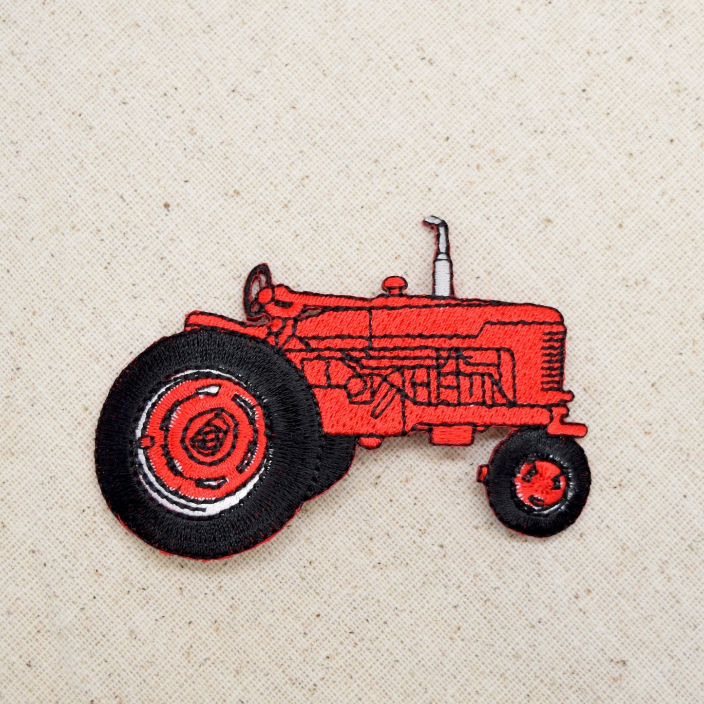 Red Farm Tractor - Embroidered Patch - Iron on Applique - 695689