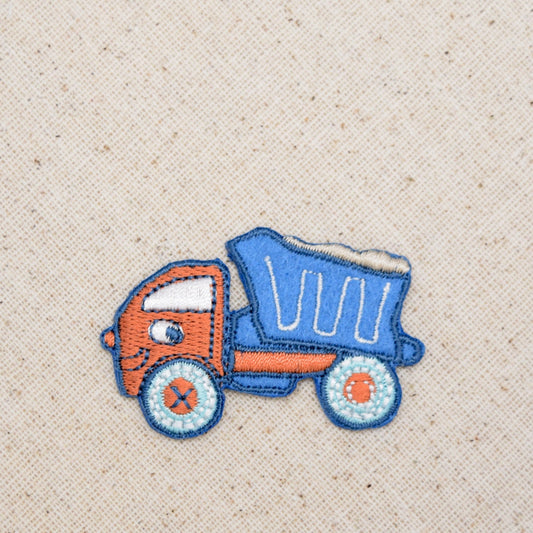 Dump Truck - Blue and Orange - Embroidered Patch - Iron on Applique - 695795-A