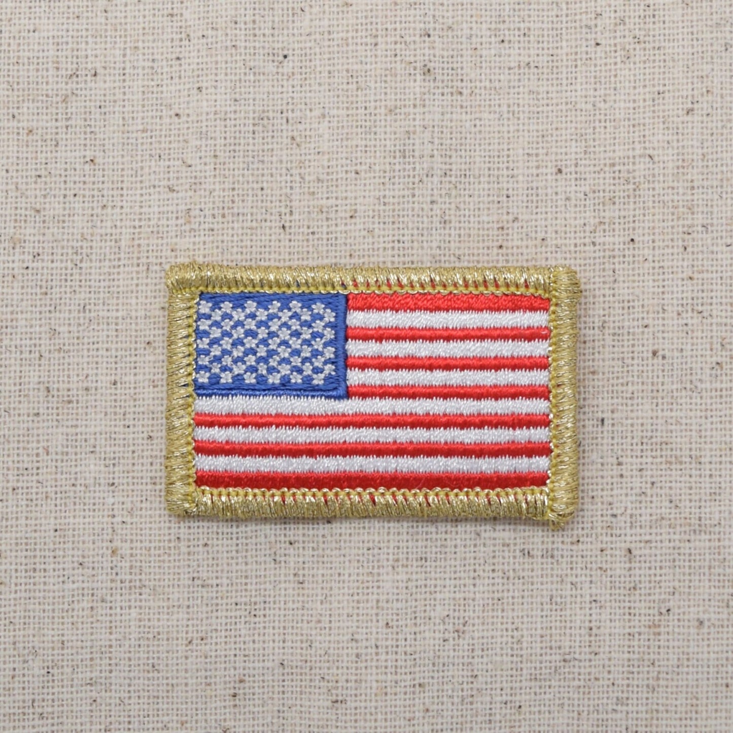 American Flag - Gold Border - Iron on Applique - Embroidered Patch - WA139