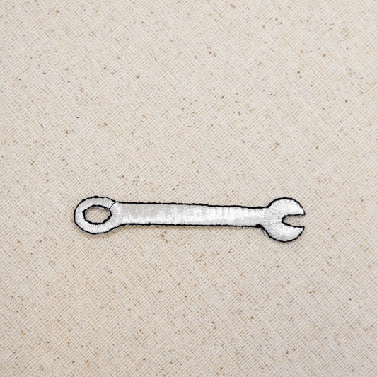 Silver - Metric - Combination Wrench - Iron on Applique - Embroidered Patch - 681571-A