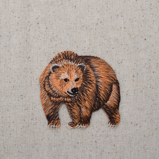 Brown Kodiak - Grizzly Bear - Iron on Applique - Embroidered Patch - 28429A