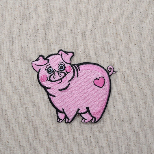 Childrens - Piglet - Pink with Heart - Iron on Applique - Embroidered Patch - 796041