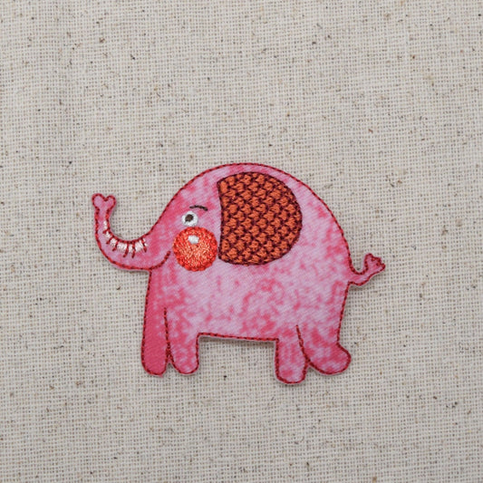 Childrens - Pink Elephant with Rosy Cheeks - Iron on Patch