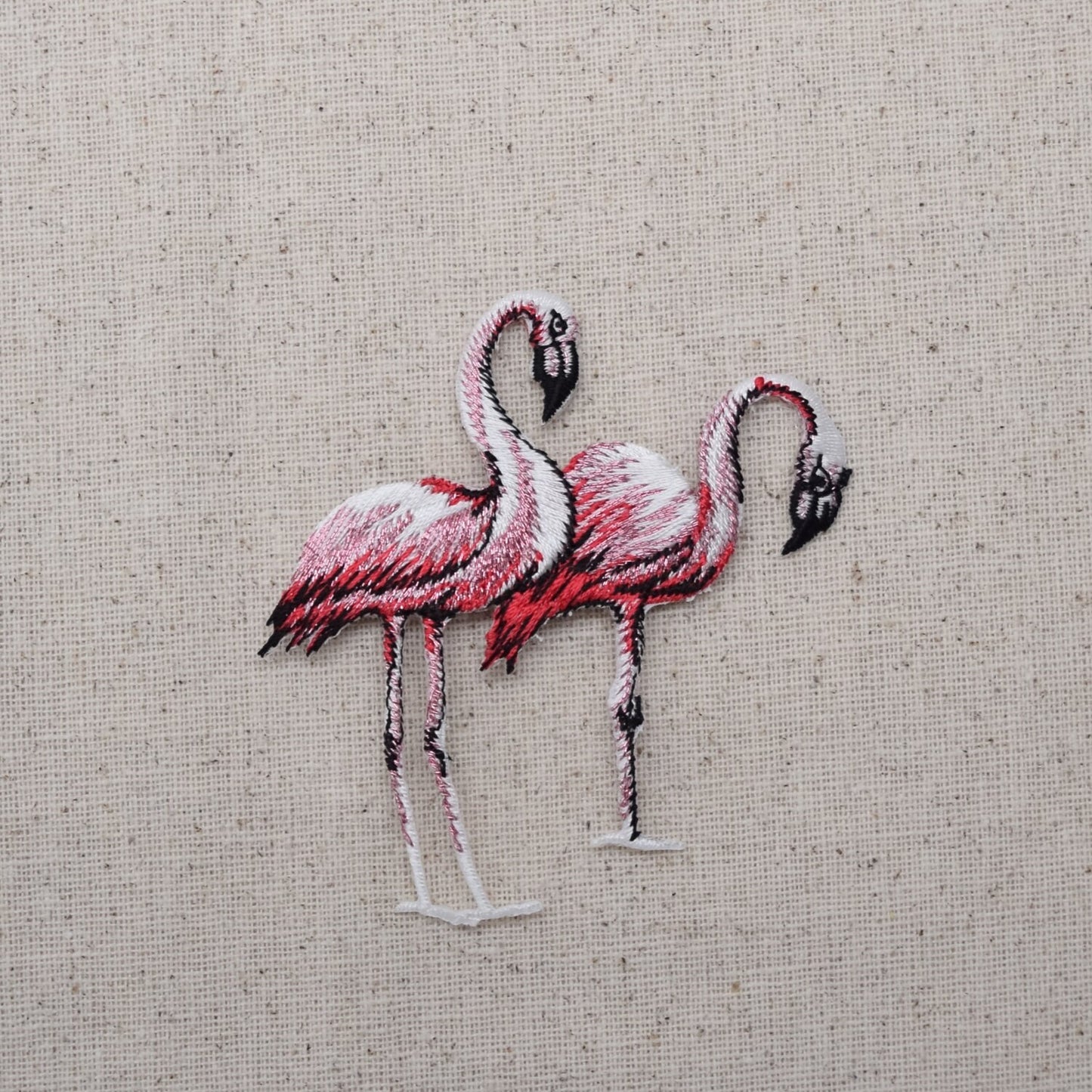 Two Pink Flamingo - Shimmery - Embroidered Patch - Iron on Applique - 692723B