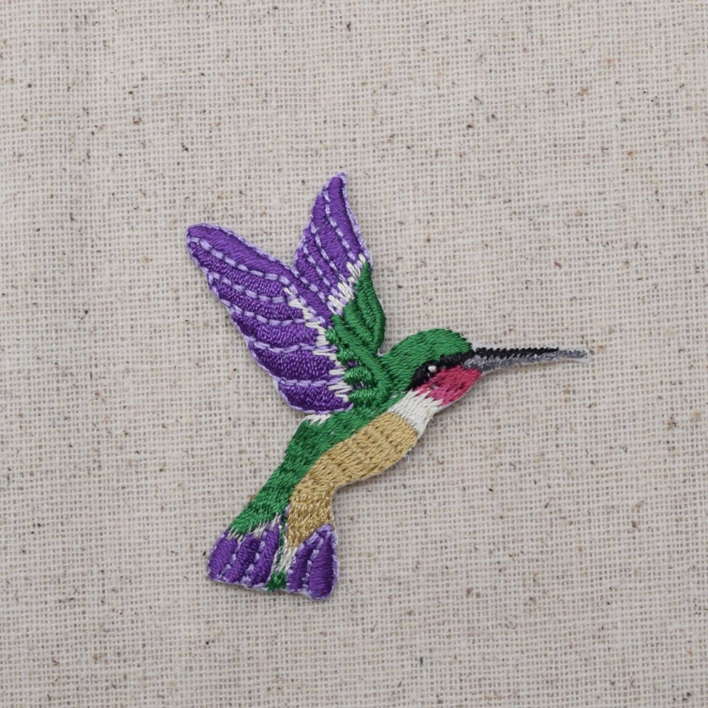 Hummingbird - Large - Dark Purple - Facing LEFT or RIGHT - Iron on Applique - Embroidered Patch - 694926