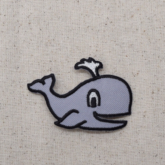 Childrens - Gray Whale -  Iron on Applique - Embroidered Patch - 696496A