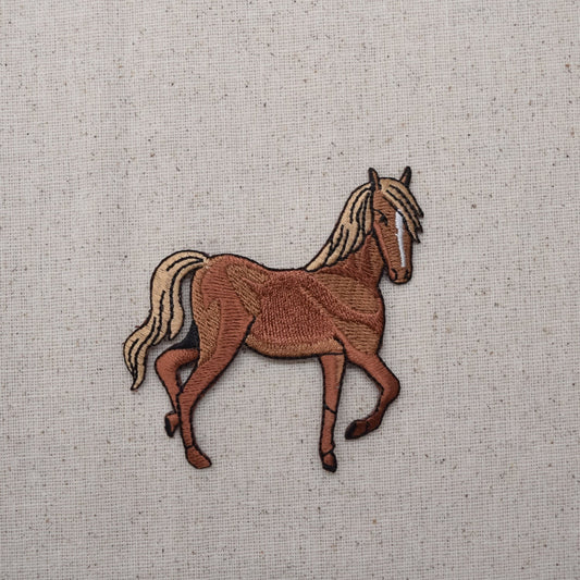 Tan Horse - Facing Right - Iron on Applique - Embroidered Patch - 695879AR