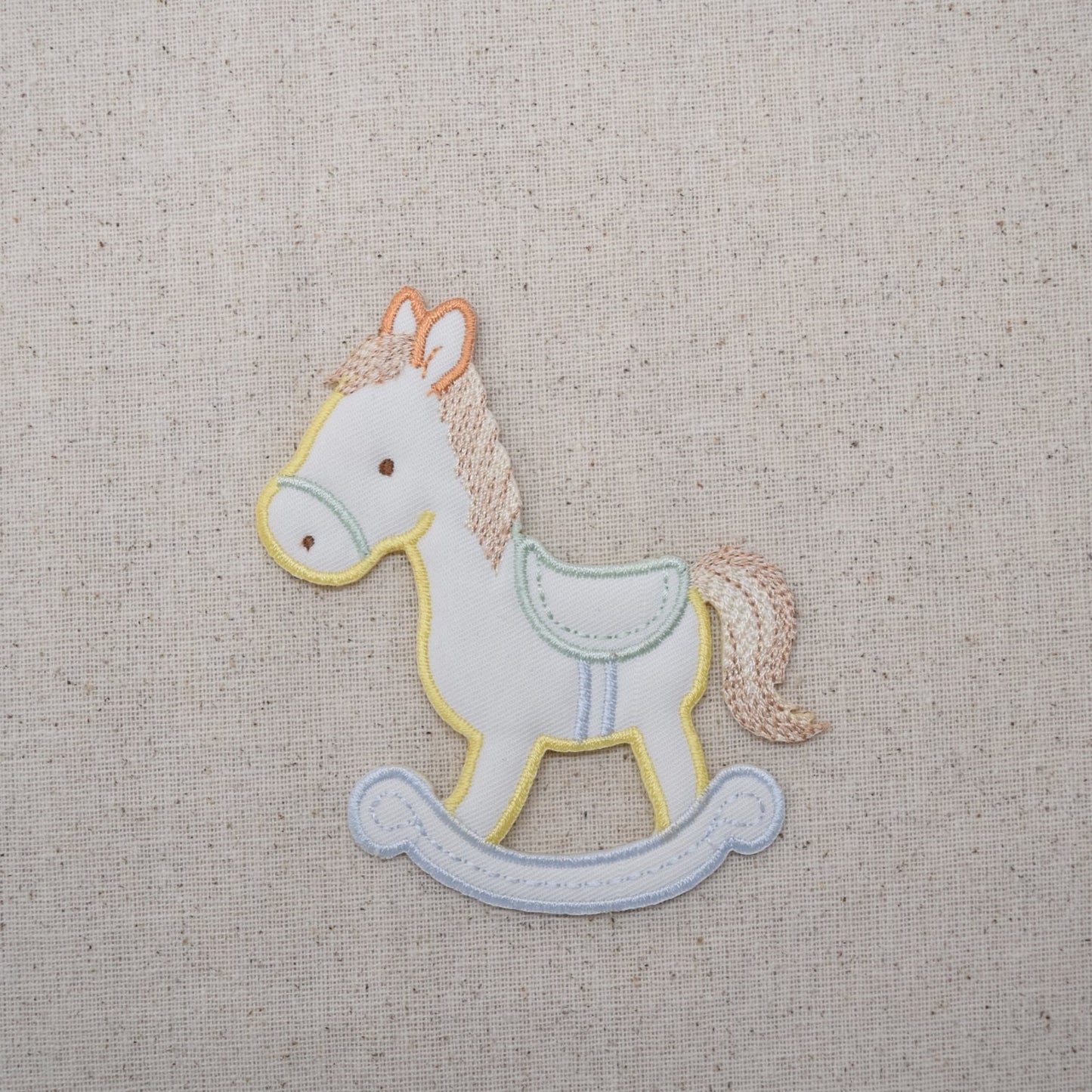 Childrens Rocking Horse - Pastel - Puffy - Iron on Applique - Embroidered Patch -159252A