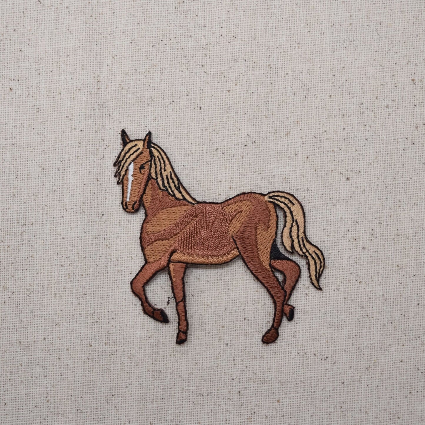 Tan Horse - Facing Left - Iron on Applique - Embroidered Patch - 695879AL