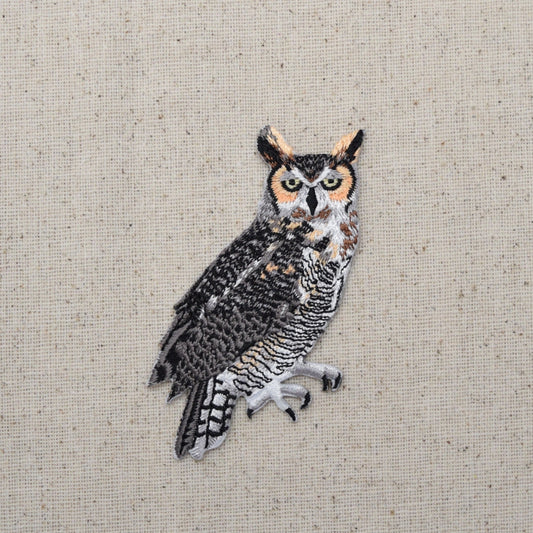 Great Horned Owl - Tiger Stripe - Bird - Nocturnal - Iron on Applique - Embroidered Patch - WA281