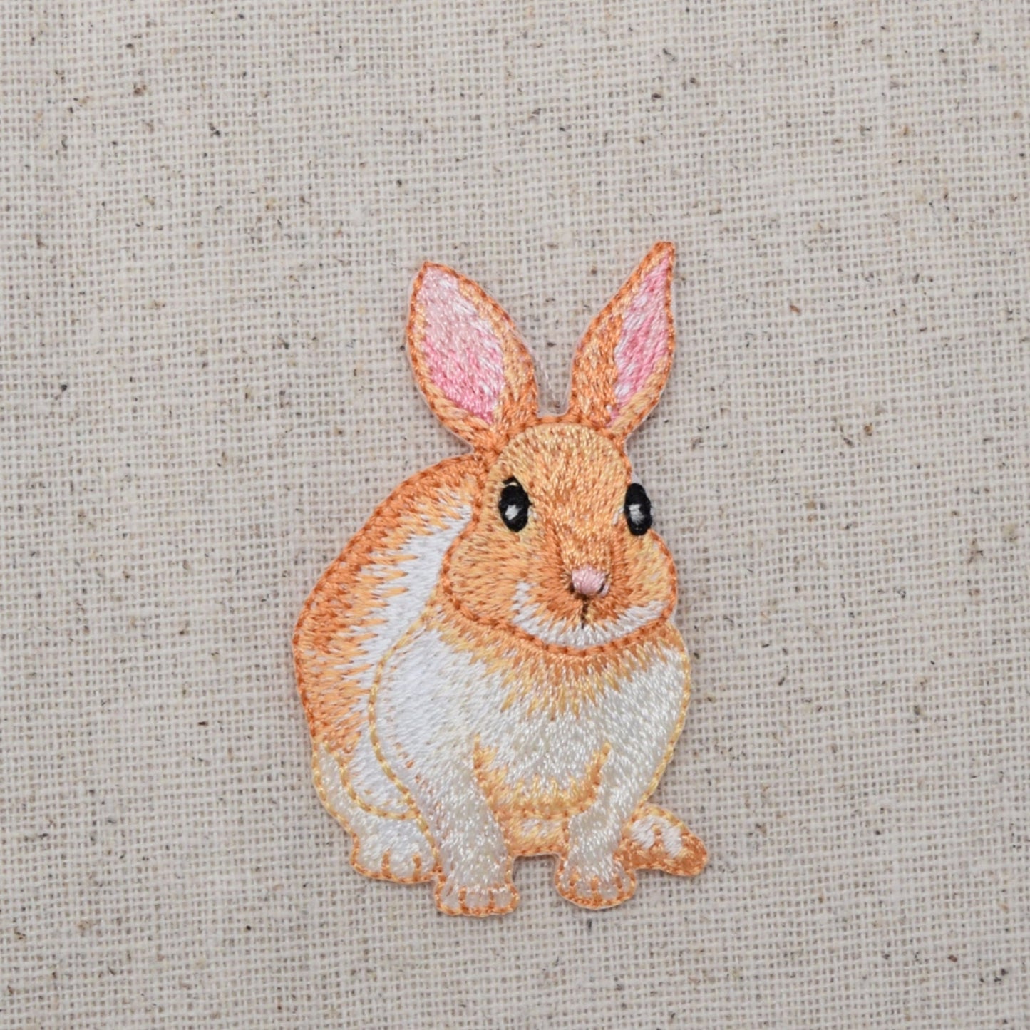 Rabbit - Hare -  Cream and Tan Bunny - Embroidered Iron on Patch