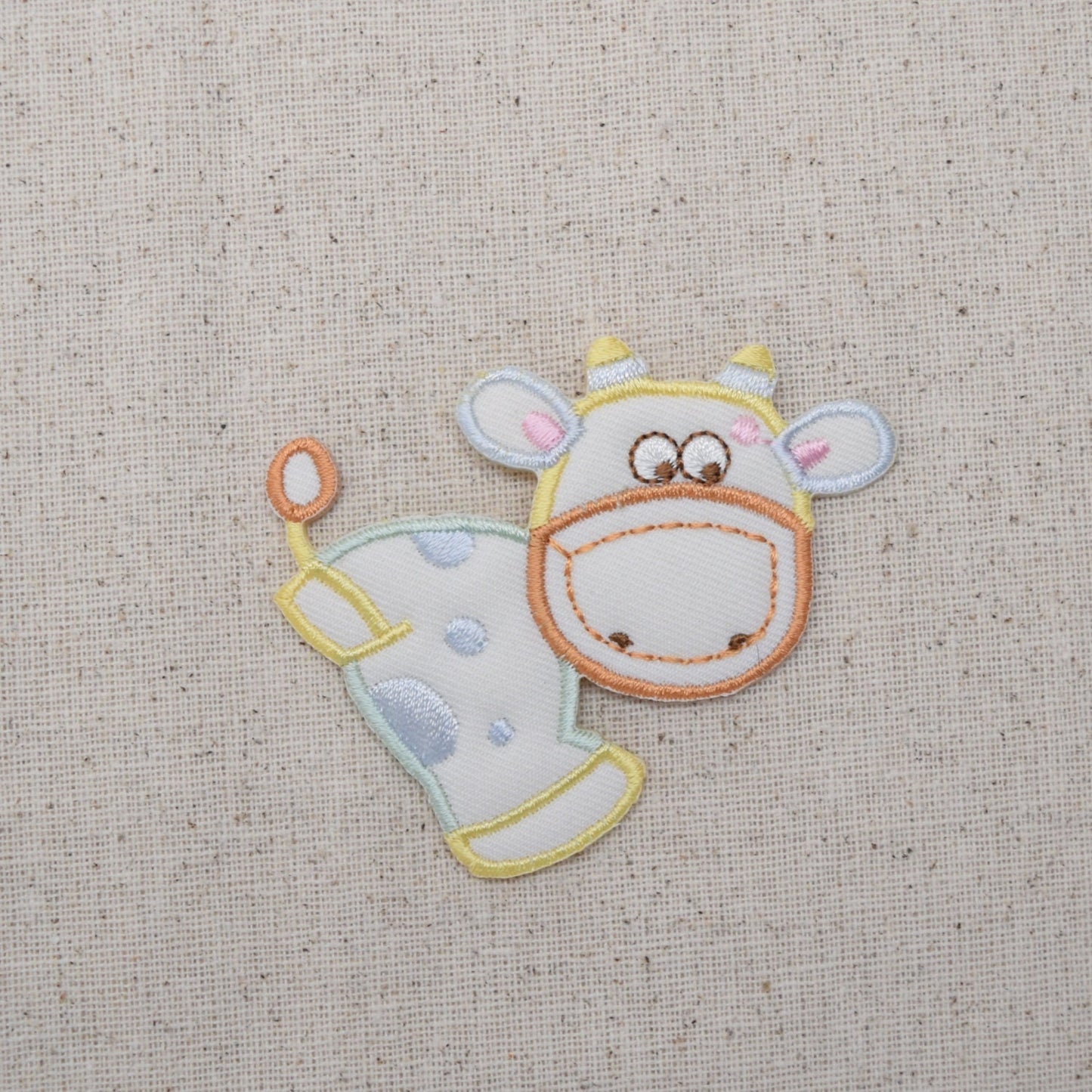 Childrens - Cow - Puffy - Pastel - Baby - Iron on Applique - Embroidered Patch - 159244A