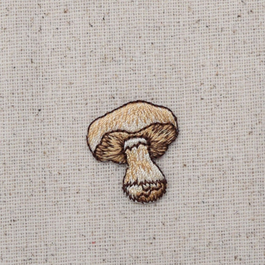 Mushroom - Brown Fungi - Vegetable - Small - Embroidered Patch -  Iron on Applique - 1515804A