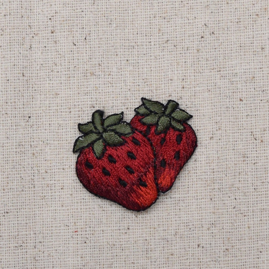 Double Strawberry - Two Strawberries - Fruit - Food - Embroidered Patch -  Iron on Applique  - 151254A