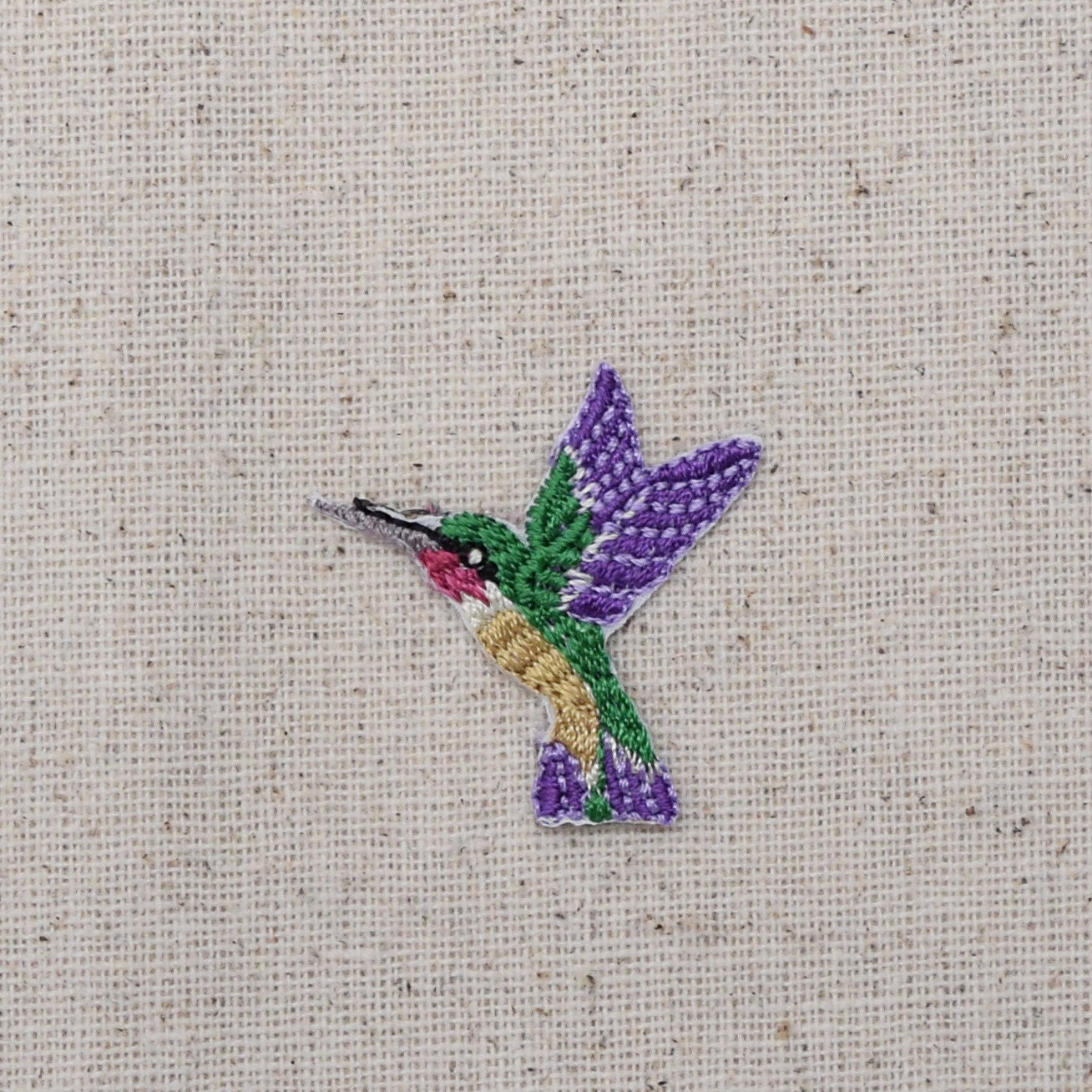 Hummingbird - Small - Dark Purple - Facing LEFT or RIGHT - Iron on Applique - Embroidered Patch