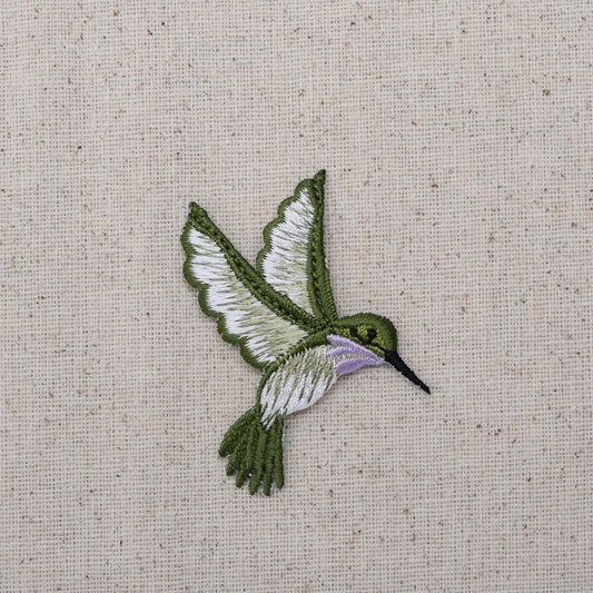 Hummingbird - Large - Light Purple Throat - Facing Right - Lavender - Iron on Applique - Embroidered Patch - 693982-ER