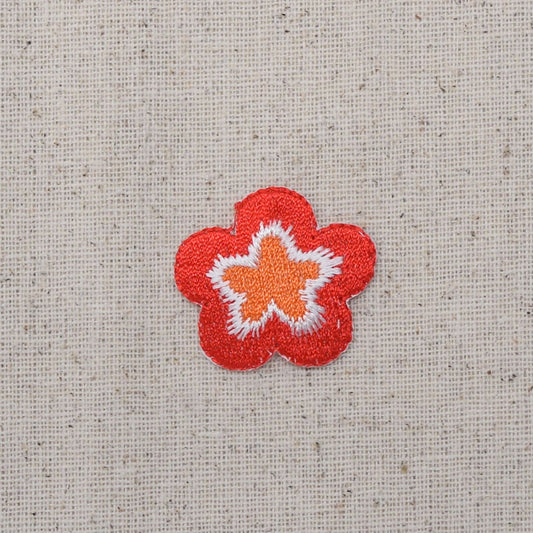 Daisy - Orange, White, and Red - Flower - Iron on Applique - Embroidered Patch